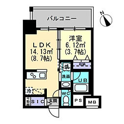 アルファレガロ福田町 1LDKの間取図画像