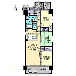 アルファステイツ栗林2 3LDKの間取図画像