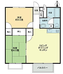 フォブール大高B 2LDKの間取図画像