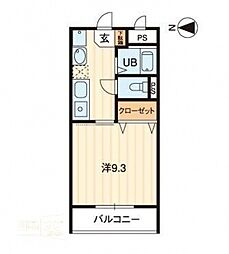 ボンヌ・シャンス 1Kの間取図画像