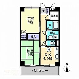 津山マンション 2DKの間取図画像