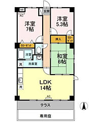 フィネス幸田B棟 3LDKの間取図画像