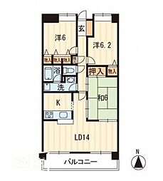 クレール2 3LDKの間取図画像