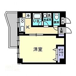 フロンティア栗林 1Kの間取図画像