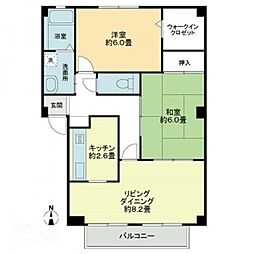 フォブール泉川 2LDKの間取図画像