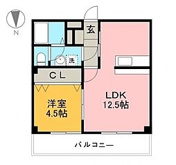 グランビュー 1LDKの間取図画像