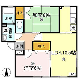 ハイツセリュー1 2LDKの間取図画像