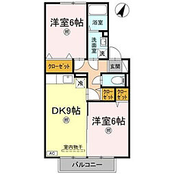 シャトーあゆみ 2DKの間取図画像