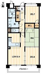 パールリバー 3LDKの間取図画像
