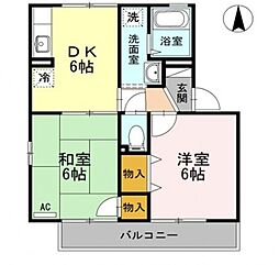 クレールイセキ 2DKの間取図画像