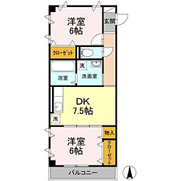 ブルージュ・タカソネ 2DKの間取図画像