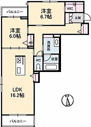BEREOGardens弥右衛門 2LDKの間取図画像