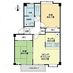 フォブール深田 2LDKの間取図画像