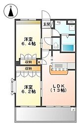 プランドール朝倉 2LDKの間取図画像