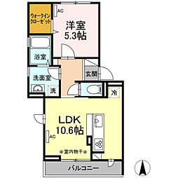 パピヨン 1LDKの間取図画像