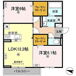 レジデンスクオーツ西町 2LDKの間取図画像