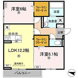 レジデンスクオーツ西町 2LDKの間取図画像