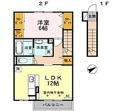 ボナール朝倉西町 1LDKの間取図画像