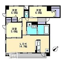 ビバリースクエア老松 602 ｜ 岡山県倉敷市老松町4丁目（賃貸マンション3LDK・6階・71.58㎡） その2