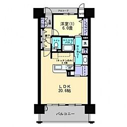 アルファステイツ倉敷鶴形2 1LDKの間取図画像