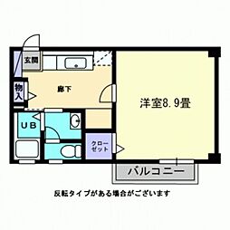 フォブール楠戸 1Kの間取図画像