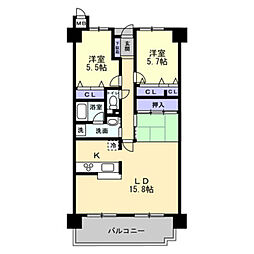 アルファステイツ光南町 2LDKの間取図画像