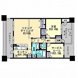 アーバンビュー緑町公園ツインタワー 1SLDKの間取図画像