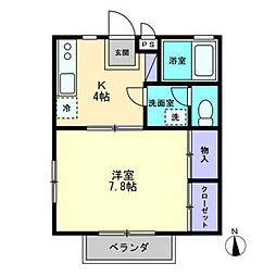 コンフォート城見 1Kの間取図画像