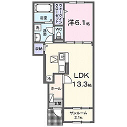 ロッソ・コルサ II 1LDKの間取図画像