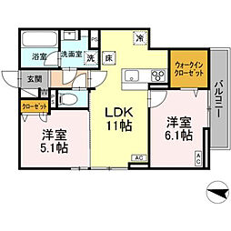 ベルヴィオラ西深津 2LDKの間取図画像