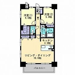 アルファライフ本通り 2LDKの間取図画像