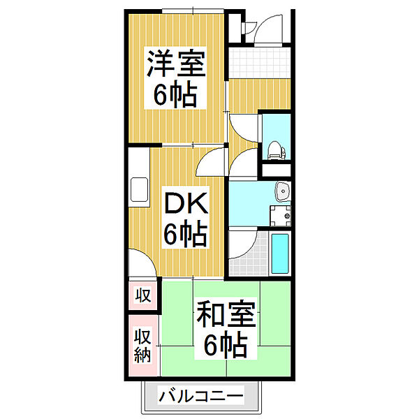 長野県伊那市境(賃貸アパート2DK・2階・45.50㎡)の写真 その2