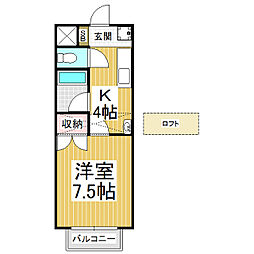 ハイツAlbaA 1Kの間取図画像