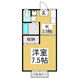 メゾンサカイ 2階1Kの間取り