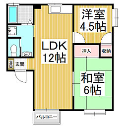 アヴェニールコイケ 2階2LDKの間取り