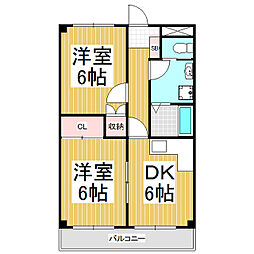ハイツカテリーナ 2DKの間取図画像