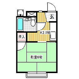 ホワイトパレス 1Kの間取図画像