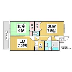 オリンパスNPライトコート伊那 2LDKの間取図画像