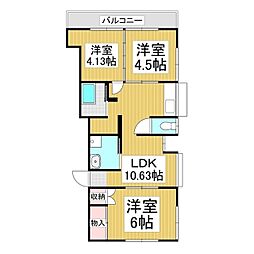 コマミエール 3LDKの間取図画像