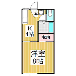 青山ハイツC 1Kの間取図画像
