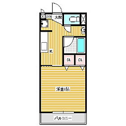 サンライズ 1Kの間取図画像