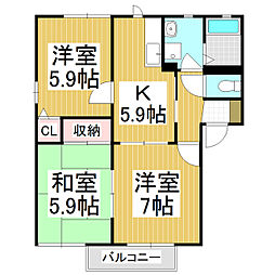 フォーレスエデンA 3Kの間取図画像