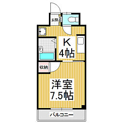 エールマンション 1Kの間取図画像
