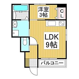 ヒルサイドテラス伊那中央A 1LDKの間取図画像