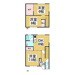 北原マンション 3DKの間取図画像