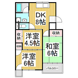 コーポ小林2 2DKの間取図画像
