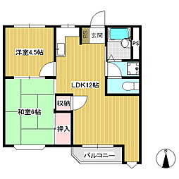 ドミール青山 2LDKの間取図画像