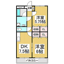 エトワールコスモ 2DKの間取図画像