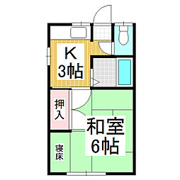 ハイツ八乙女A棟 1Kの間取図画像