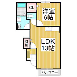 シャルモンテ2B 1LDKの間取図画像